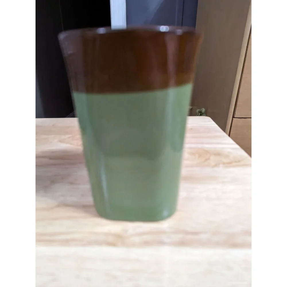 Royal Norfolk stoneware coffee tea mug green brown square bottom 5 in Replacemen